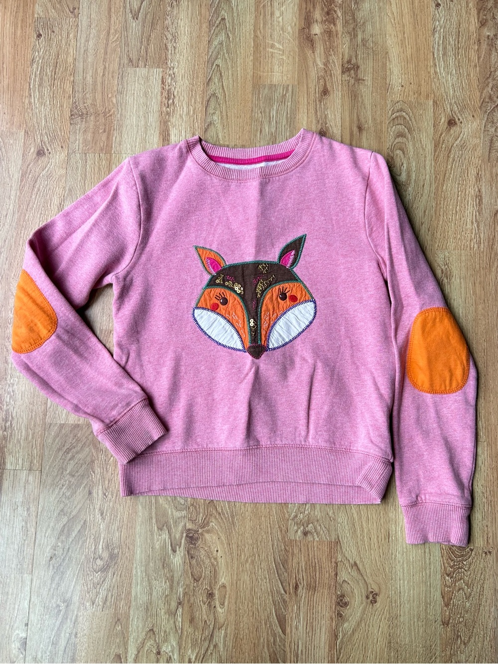 Mini Boden Fox Appliqué Crew Neck Sweatshirt Size 11-12